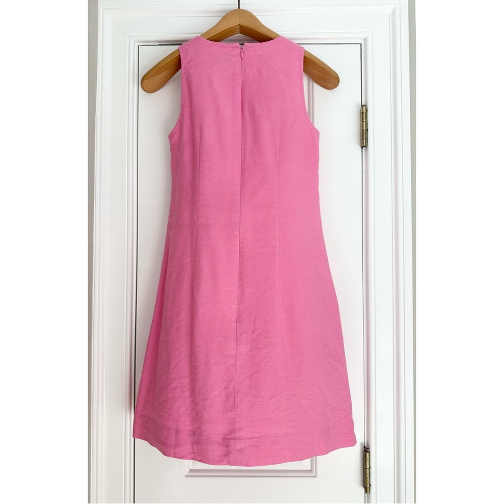 Bow-front shift dress in stretch linen blend - Picture 4 of 7